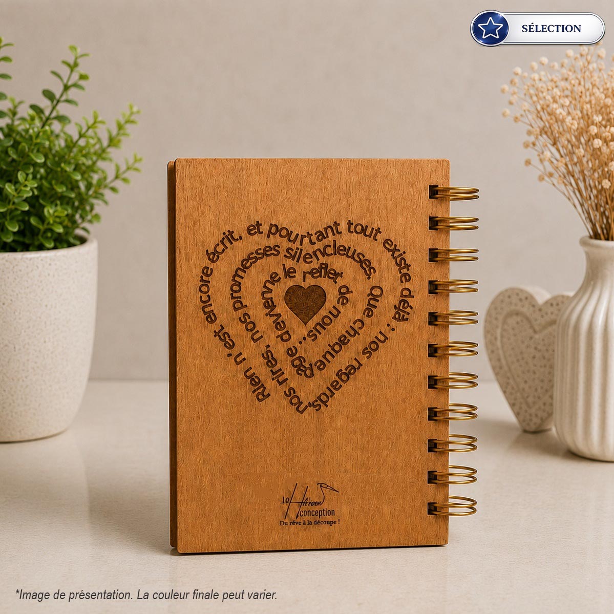 Carnet couverture Bois - I love you - Spirale métalique - Sélection – Image 2